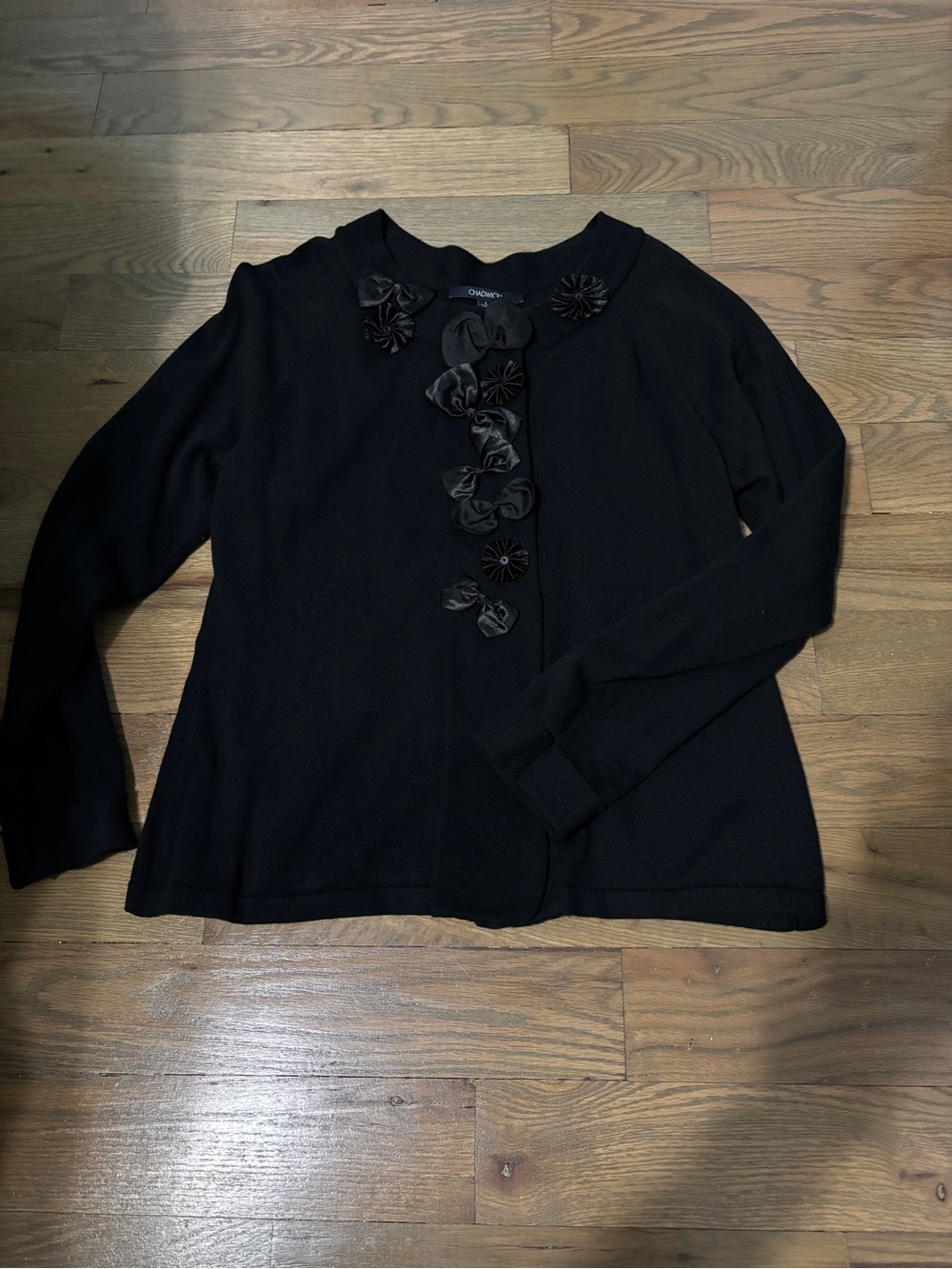 Chadwicks Black Embellished Button Front Cardigan